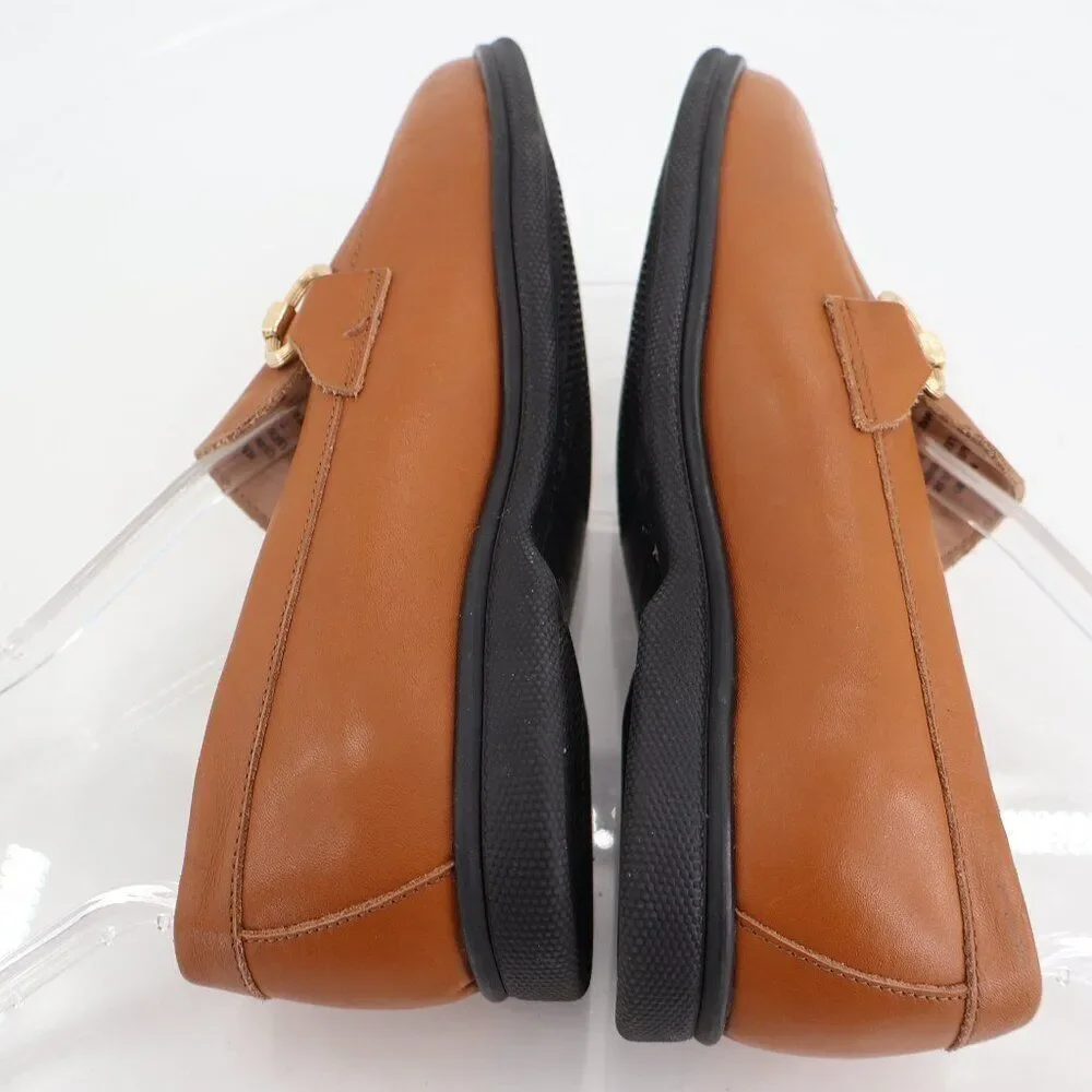 Bruno Magli Nerano Leather Loafers Women Size 38 Brown Gold bit AS IS